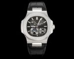Patek Philippe Nautilus ladies Cal.240PS 40mm Black Leather Strap Black Dial Watch
